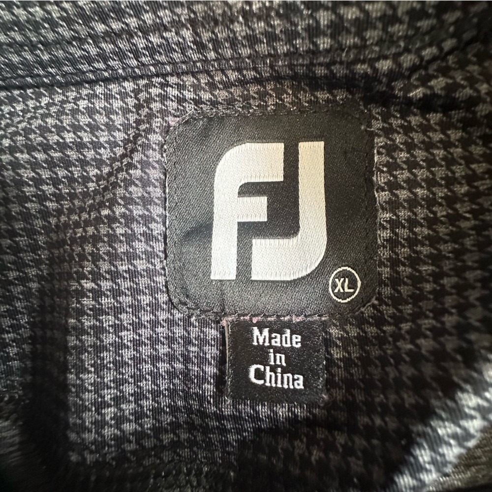 Footjoy Polo Men's Extra Large Gray & Black Golf Houndstooth Short Sleeve Shirt - Picture 8 of 10